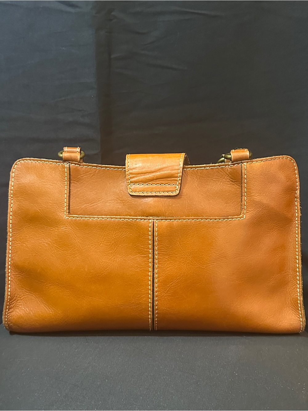 Patricia Nash Tooled Floral Embossed Leather Satchel Purse – Cognac Brown - Picture 2 of 14